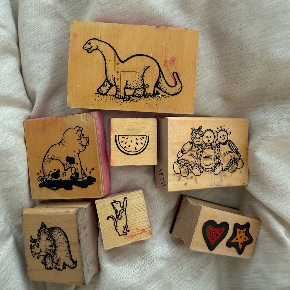 Wooden Animal and Shape Stamps for Kids
